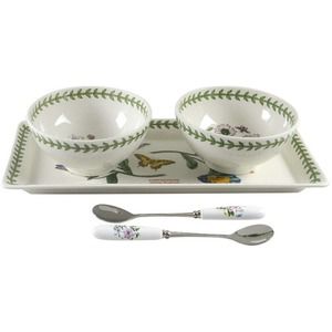 Vintage PORTMEIRION Hostess Botanic Garden, 5 pc Tray, 2 bowls & spoons England